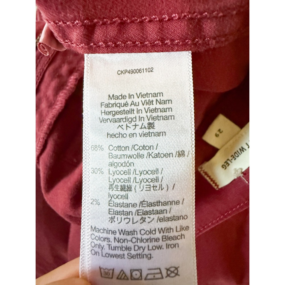 Madewell | Emmett Wide-Leg Patch Pocket Pants Claret Red Burgundy | Sz 29 - Picture 10 of 11